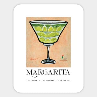 Margarita Retro Poster Classic Bar Prints, Vintage Drinks, Recipe, Wall Art Sticker